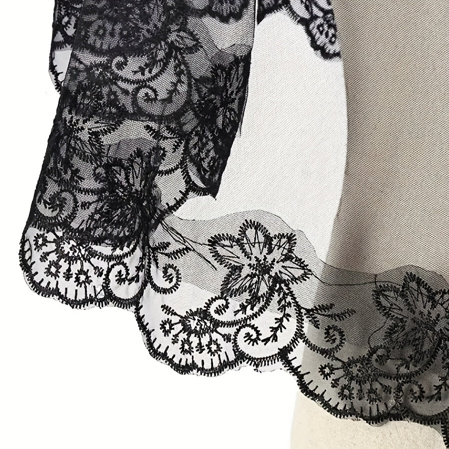 Black Lace Bridal Veil for Wedding Halloween Day of the Dead Gothic Bohemian Style Mantilla