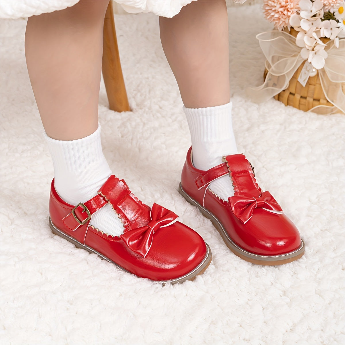 Девочки Туфли Мэри Джейн с бантом, верх из PU, подошва из TPR, для всех сезонов