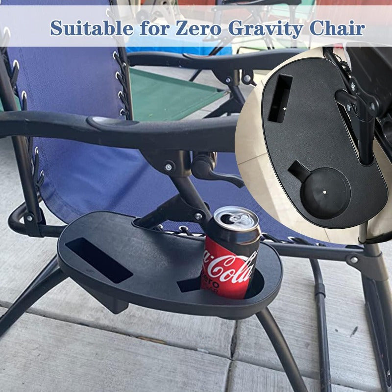 Black Portable Camping Chair Side Table with Drink and Snack Holder