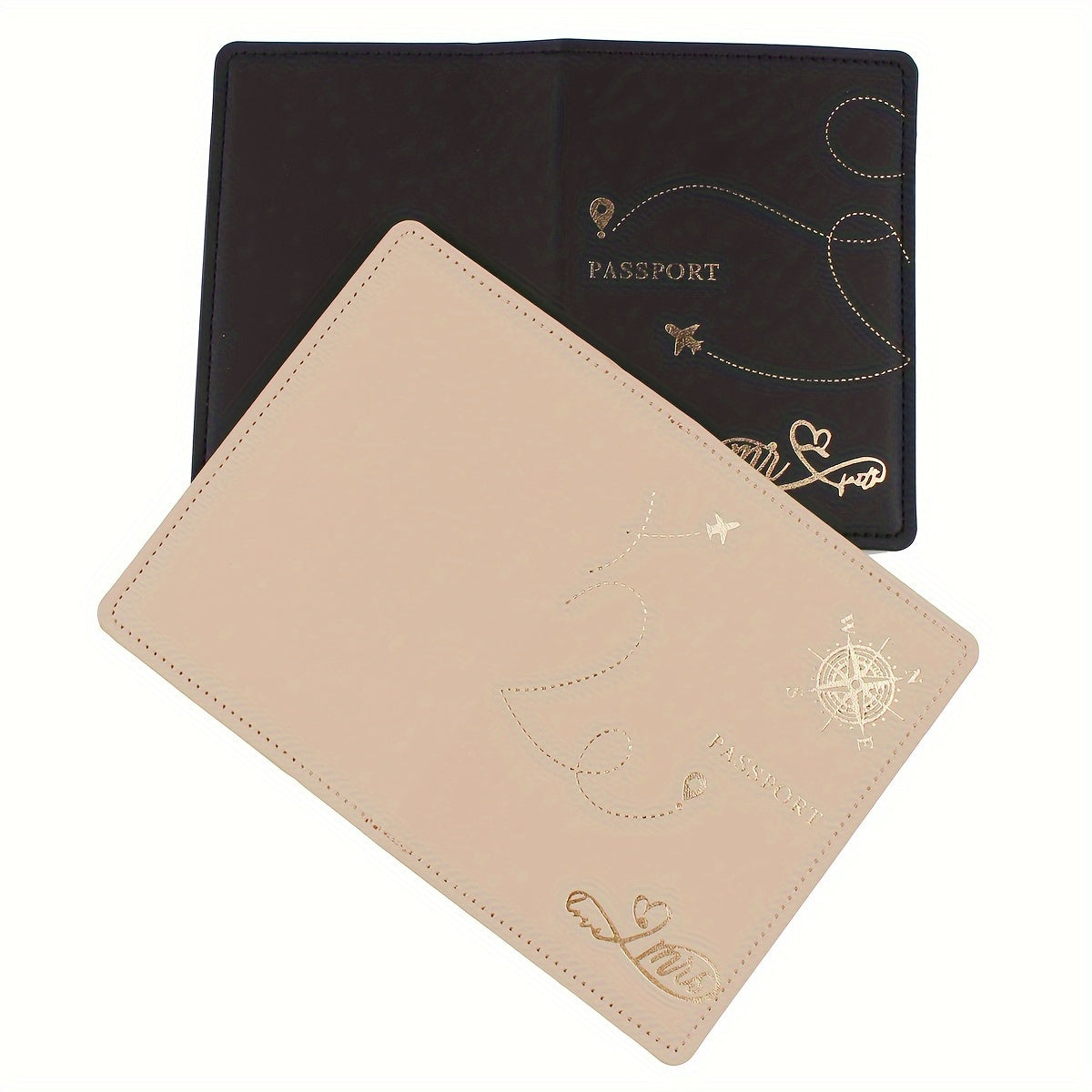 2pcs Travel Passport Holders for Couples Faux Leather Stain Resistant Lightweight Honeymoon