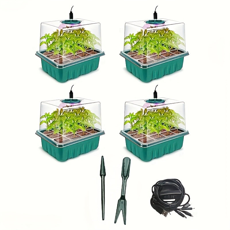 Seed Germination Kit with Growth Tray and LED Grow Light for Indoor Gardening