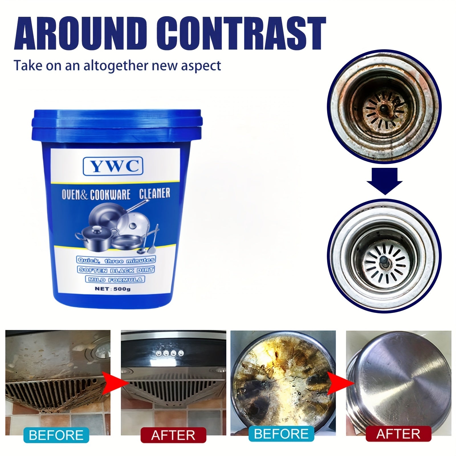 Large Black 500g Metal Polishing Paste for Pots Stoves and Surfaces