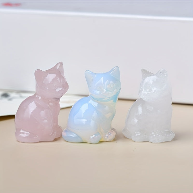 Conjunto de tallas de gatos de cristal con opción de piedra desnuda para regalo o decoración