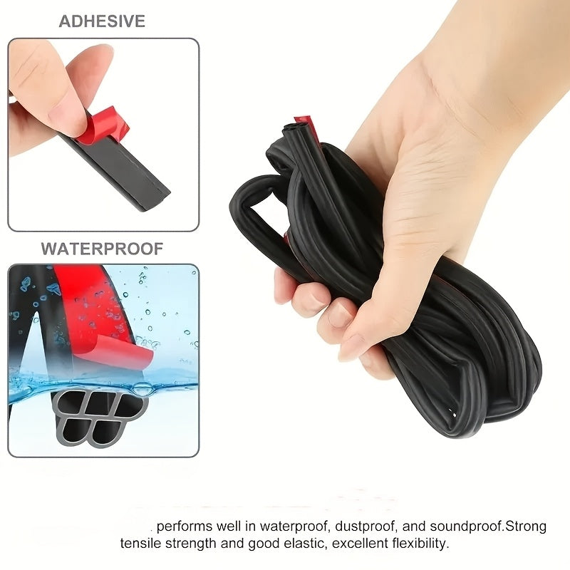Car Door Trunk Seal Strip Black Red Rubber Soundproof Weatherstripping 5M