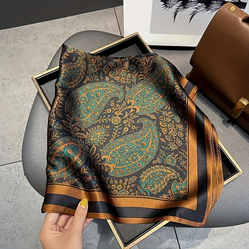 Unisex Printed Silk Square Scarf for Couples Fashion Accessory