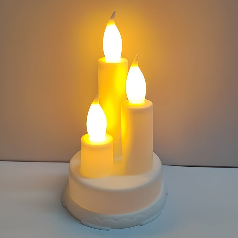 Juego de 3 velas electrónicas sin llama de color dorado para Halloween, fiestas de Navidad, bodas y decoración del hogar