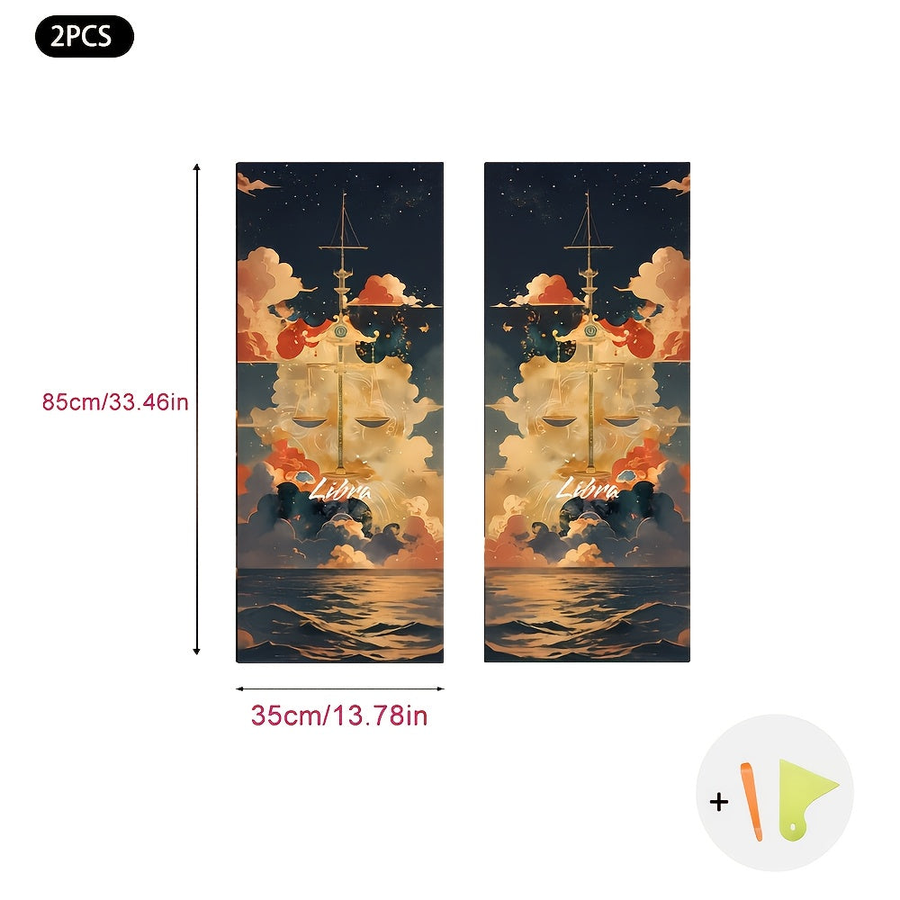 JDM ilhomlangan o'z-o'zidan yopishadigan avtomobil ichki dekorlari, tom va A ustunlari uchun zamonaviy tikuv va oltin folga aksentlari bilan multfilm dizaynlarida.