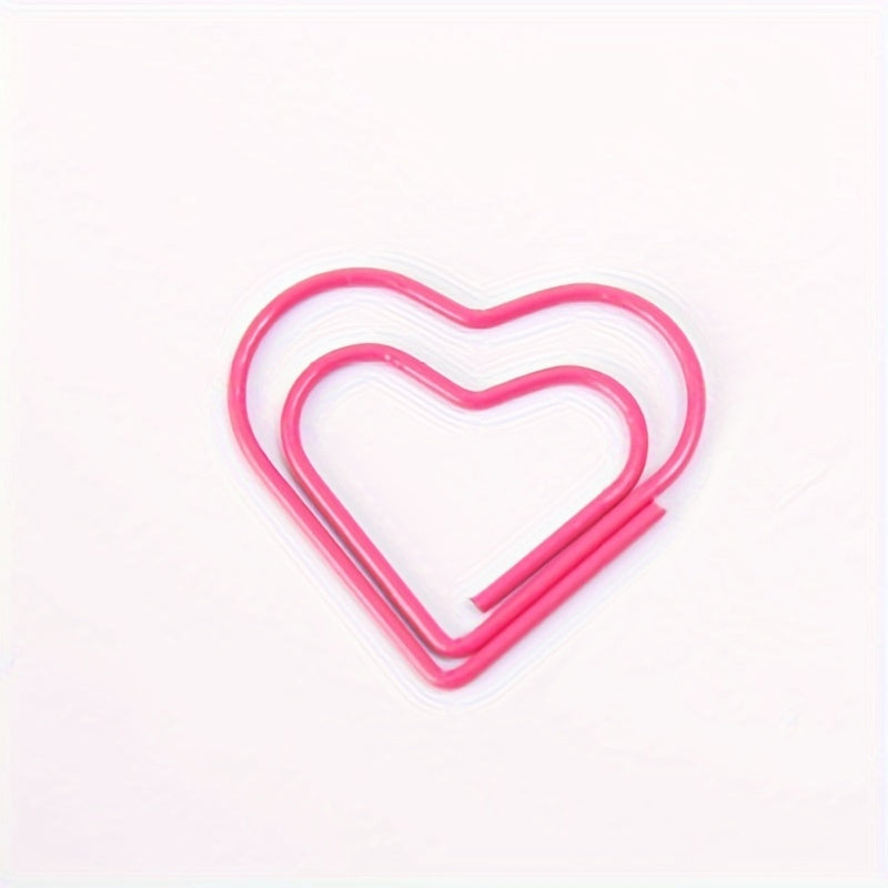 50 Colorful Heart-Shaped Iron Paper Clips for Document Organization
