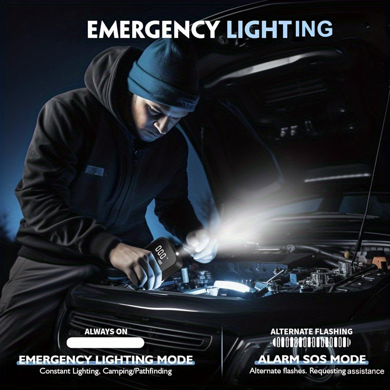 150W Portable Car Tire Inflator with LED Light USB Rechargeable Safe and Efficient