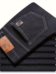 Men's Cotton Blend Straight Leg Jeans Regular Fit Solid Color All-Season