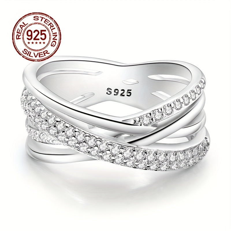 Sterling Silver Ring with Zirconia for Women Wedding and Everyday Wear