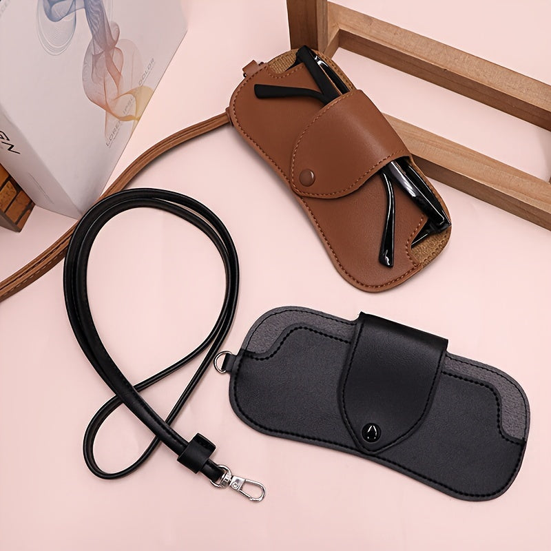 Women's Faux Leather Eyeglass Case with Adjustable Strap Spacious and Stylish