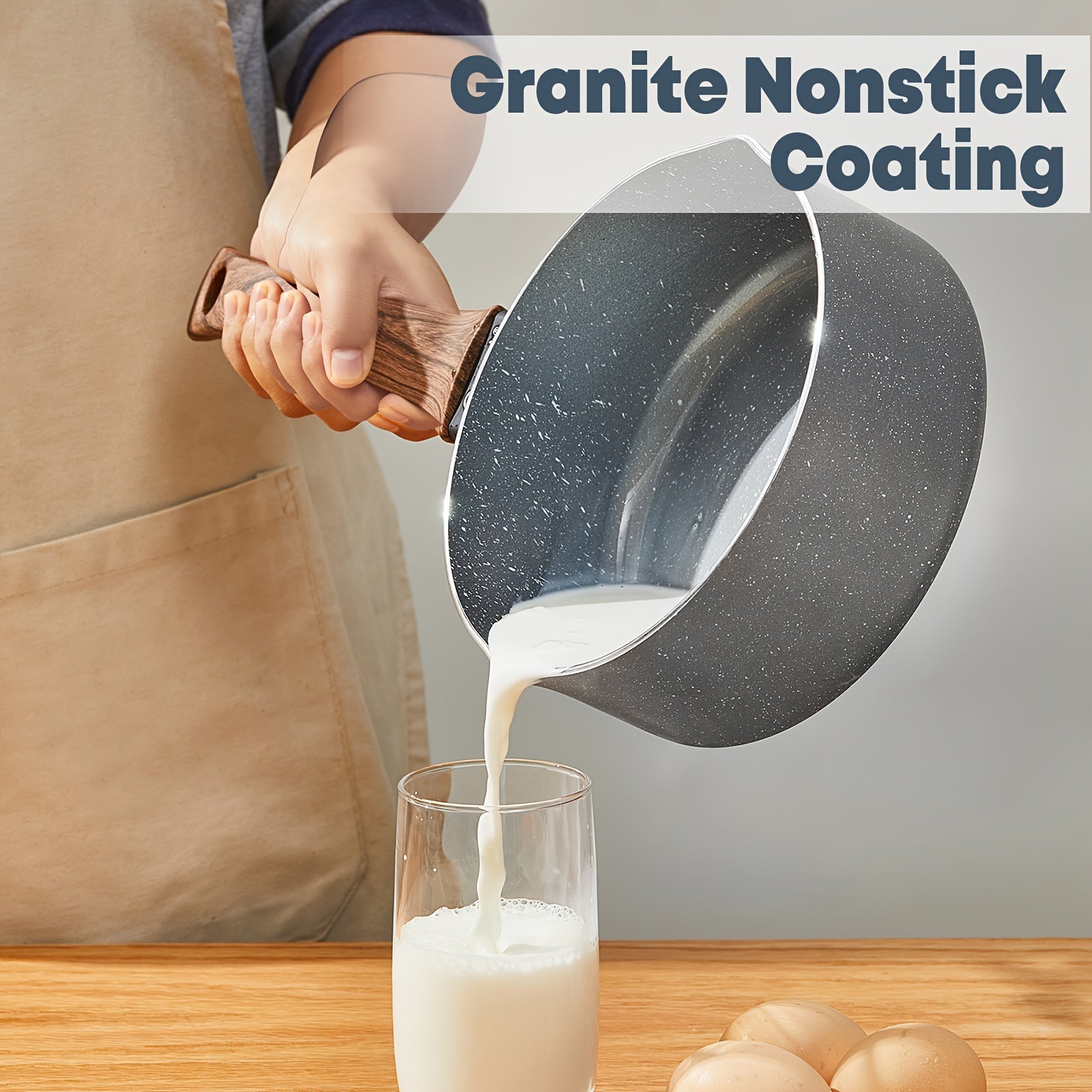 2-Piece Milk Pot Set Non-Stick Maifan Stone Coating 2QT and 3QT Aluminum