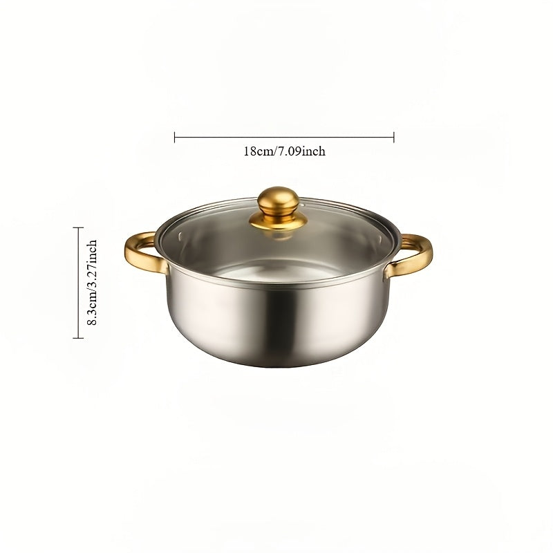 Stainless Steel Cookware Set 12 Pieces Induction Compatible Pots Pans Golden Handles