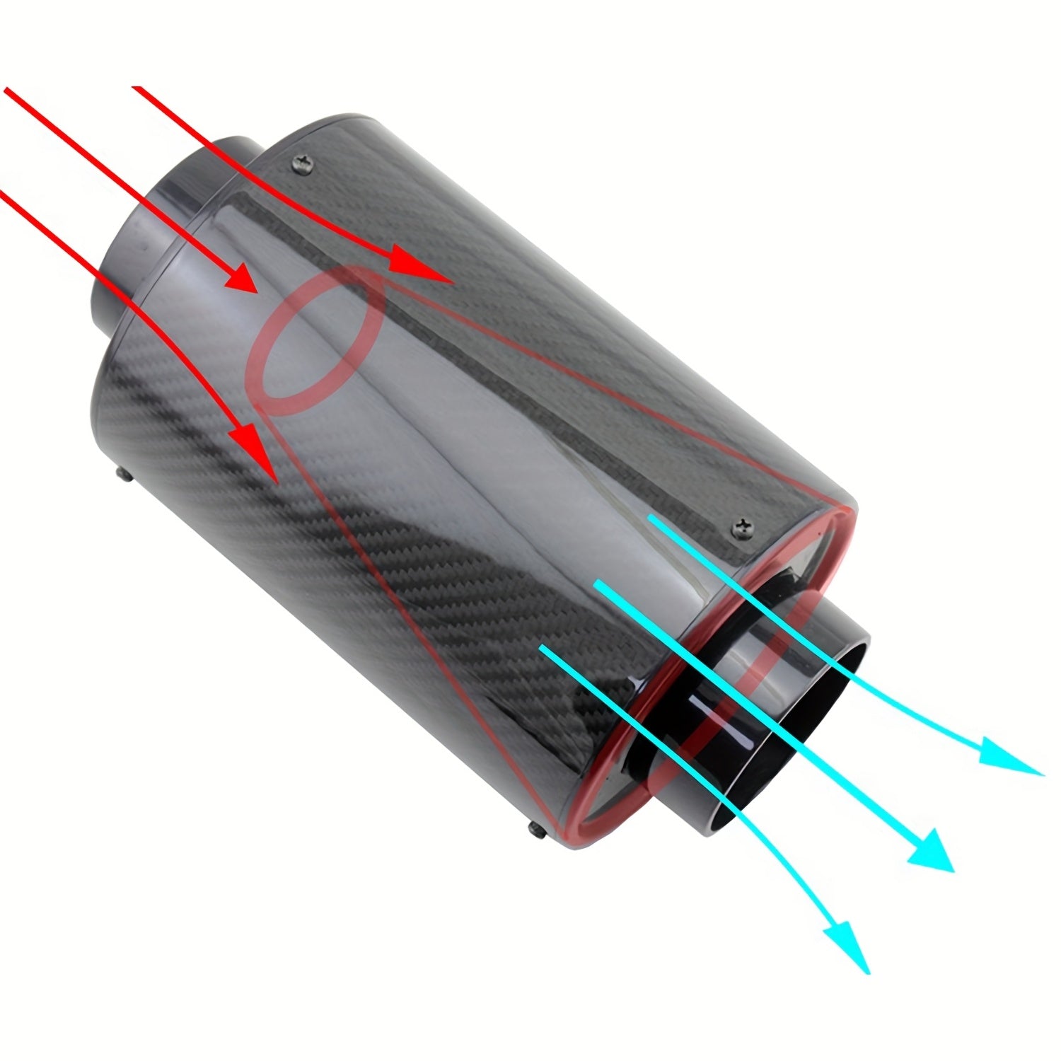 Universal Carbon Fiber Cold Air Intake Kit 76mm with High Flow Filter