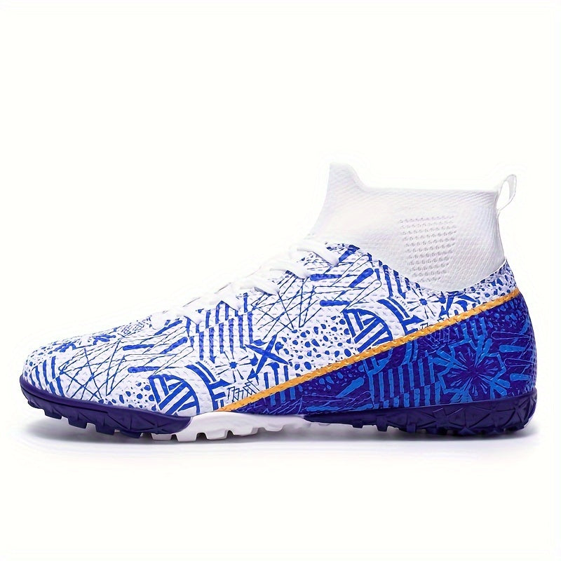 Мужские и женские высокие футбольные бутсы для искусственной травы, уличных спортивных тренировок, дышащие, противоскользящие, всесезонные, резиновая подошва