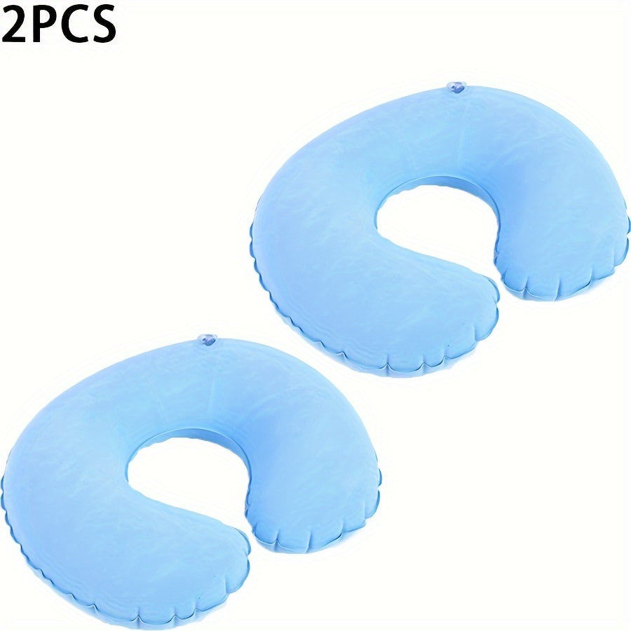 Two-Pack PVC Inflatable C-Shaped Neck Pillows for Travel Office Home Use