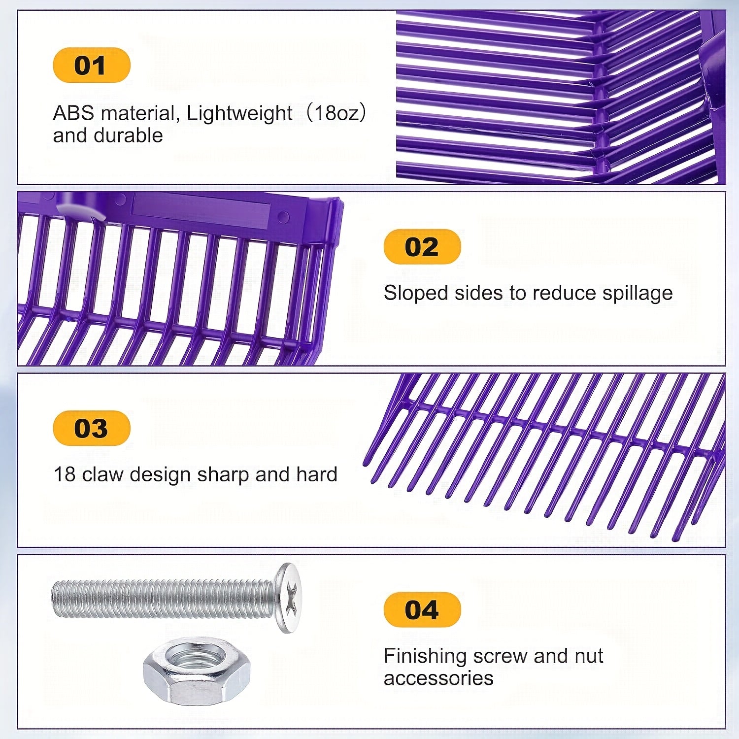 ABS Horse Stall Cleaning Fork Large Blue and Black Durable Plastic Manure Hay Fork