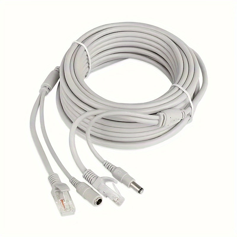 10M 20M Ethernet Cable with RJ45 and DC Connectors for Surveillance Cameras