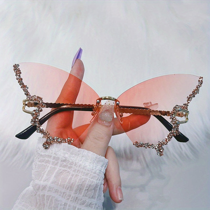 Ayollarlar uchun kelebek shaklidagi moda ko‘zoynaklar, rhinestones va gradient linzalari bilan