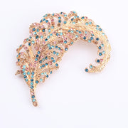 Women's Rhinestone Feather Brooch Pin Elegant Jewelry Accessory