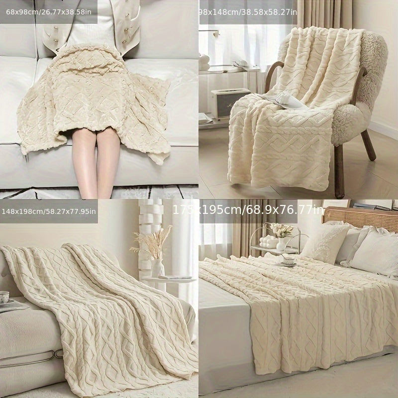 Lamb Fleece Blanket Plush Thick Warm for Bed Couch Travel 1pc