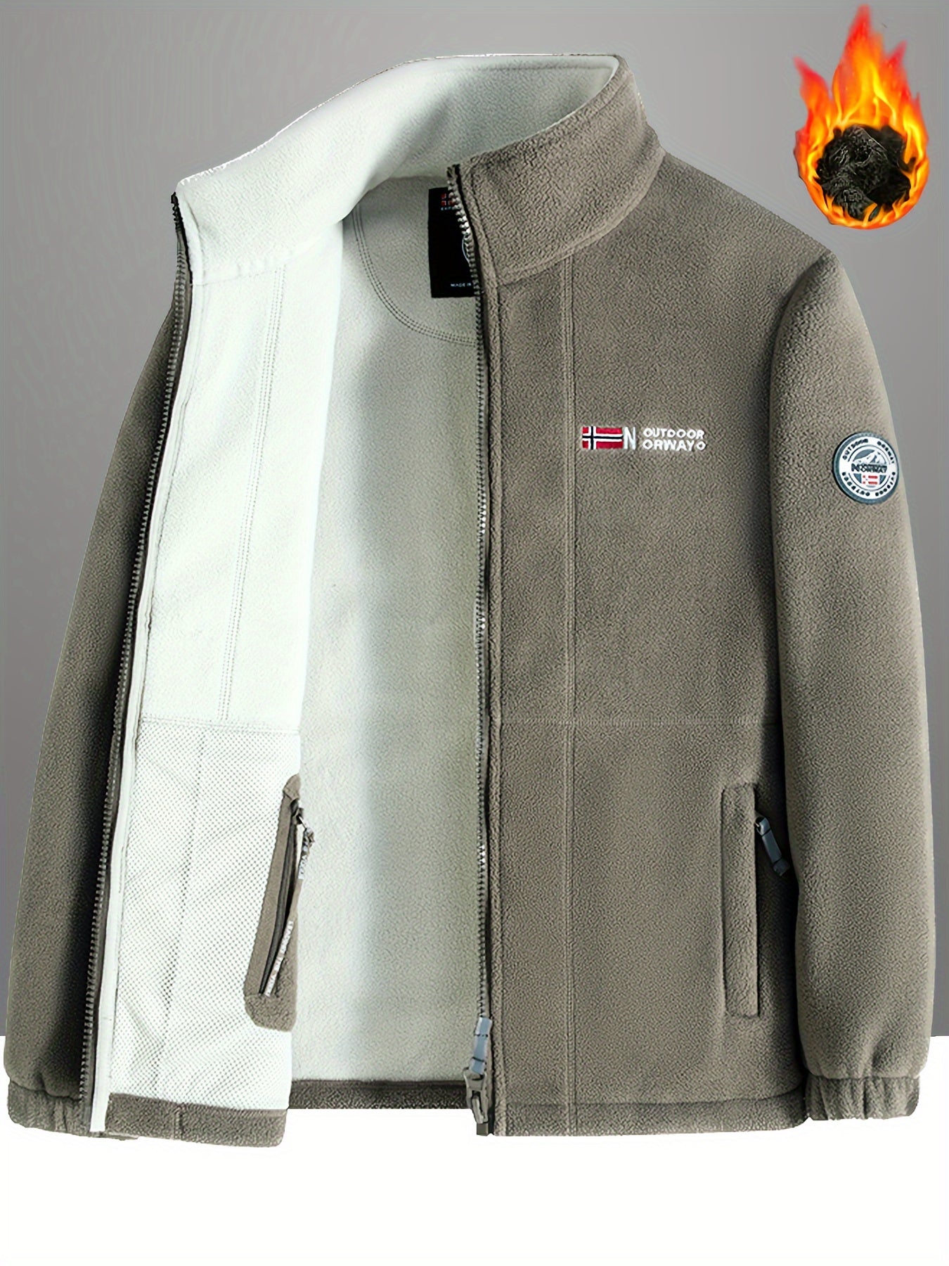 Men's Embroidered Alphabet Hoodie Jacket Made of 100% Polyester Knit Fabric for Fall Winter