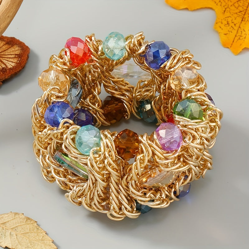 Women’s Boho Bracelet with Artificial Crystals Elegant Bohemian Jewelry for Daily Wear