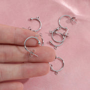 Stainless Steel C-shaklidagi sirg‘alar, 10 ta to‘plam, DIY zargarlik ishlab chiqarish uchun, to‘pli beadlar bilan