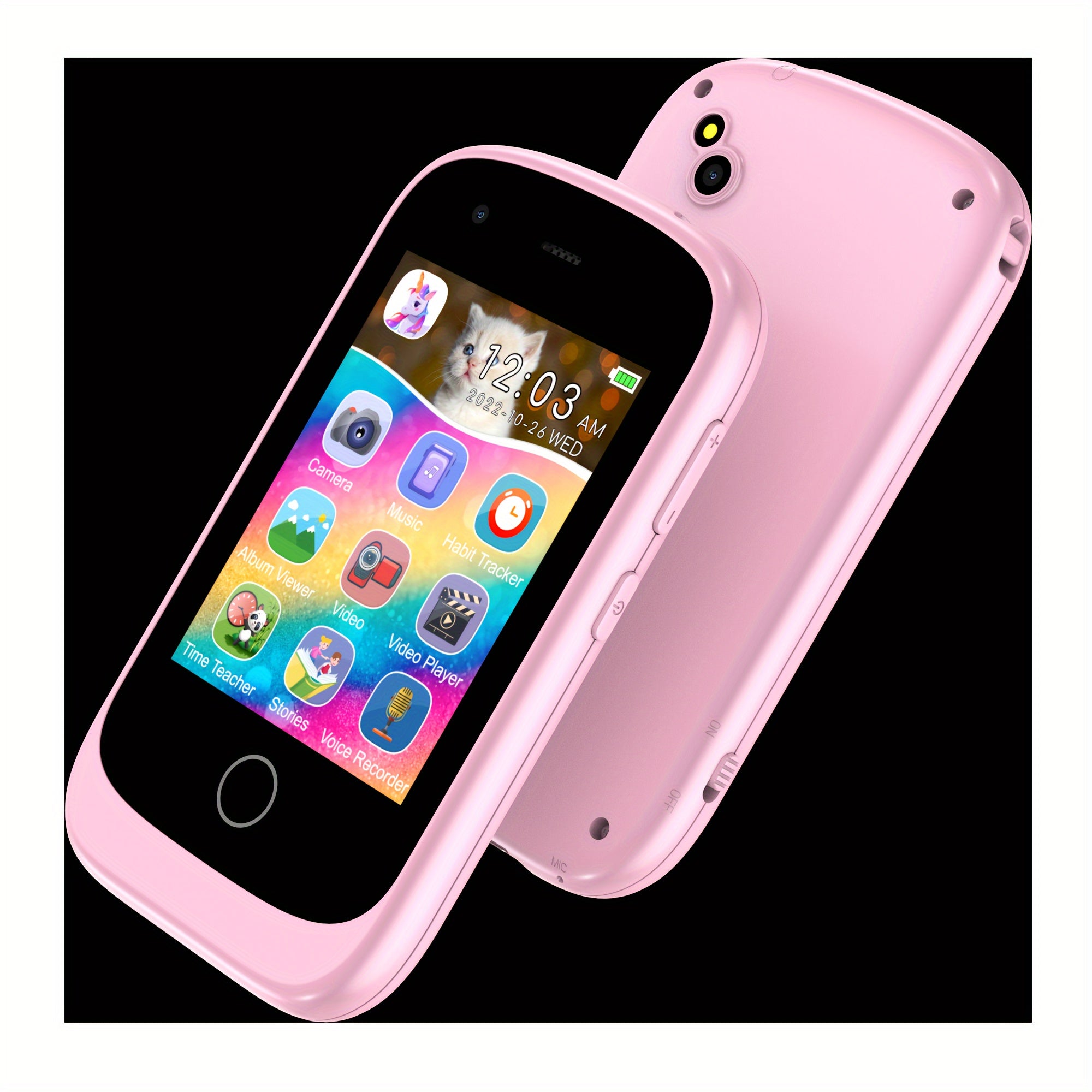 Kids Smart Phone Toy 2.8-Inch HD Screen Puzzle Games Storybooks Video Recorder Music Player Camera Painting Flashlight for Kids 3+