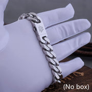 Stainless Steel Viking Cuban Link Bracelet for Men Polished Four-Sided Design