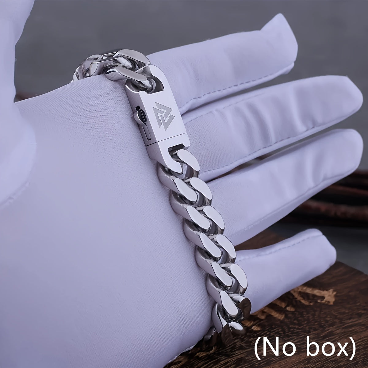 Stainless Steel Viking Cuban Link Bracelet for Men Polished Four-Sided Design