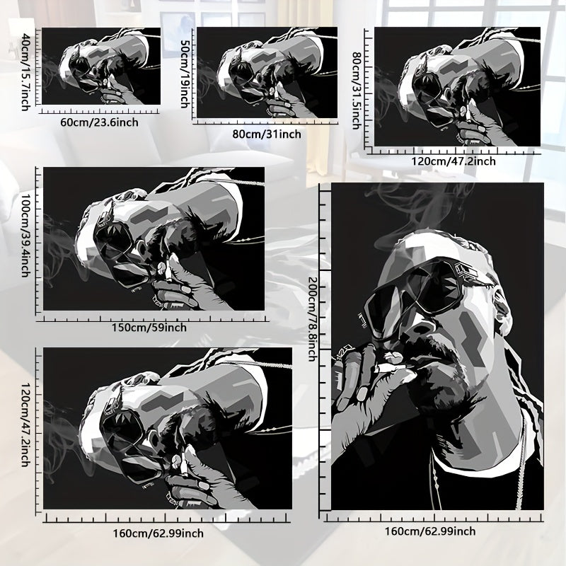 Polyester Area Rug with Man in Glasses Art, Easy to Clean, Slip-Resistant Indoor Outdoor Mat