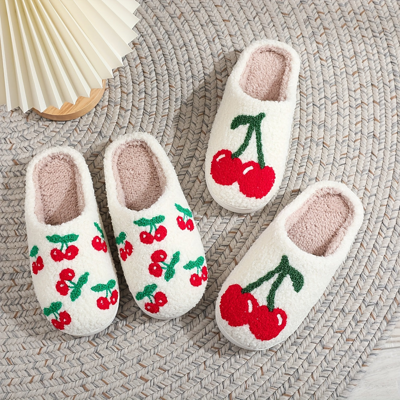 Women's Fruit Plush Slippers Warm Thick Sole Cozy Indoor Shoes