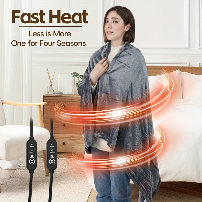 Electric Blanket Heating Wrap Throw for Office Outdoor Camping Gray Pink 159x85 cm