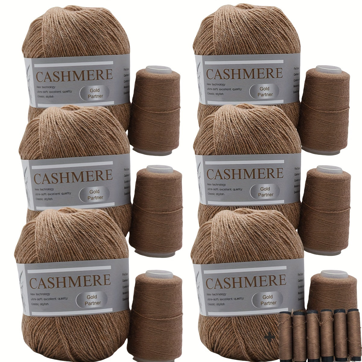 Luxurious Cashmere Yarn Set for Knitting and Crocheting Multicolored 6-Pair Bundle