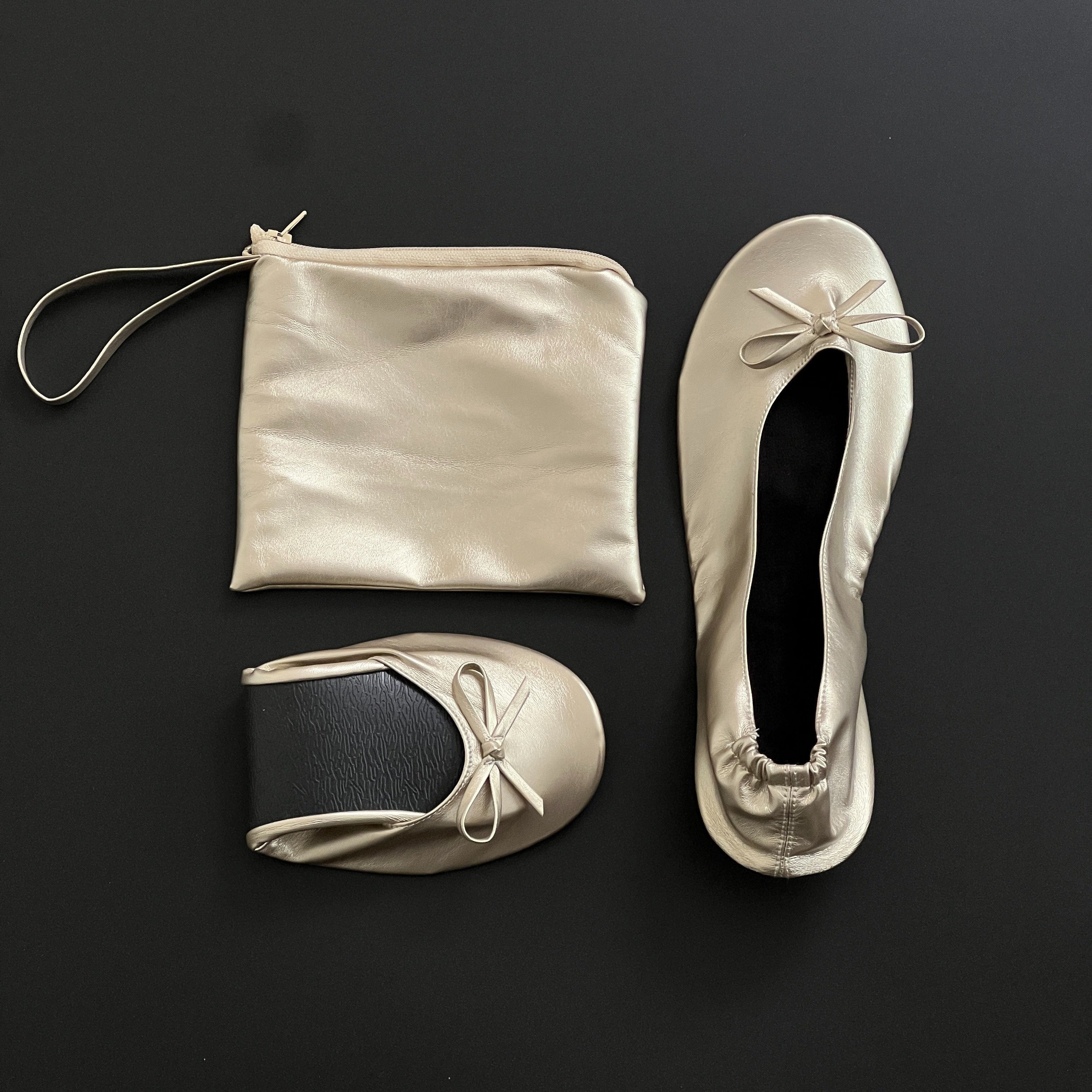 Women's Soft Sole Ballet Flats, Foldable Wedding Dance Shoes, Solid Color