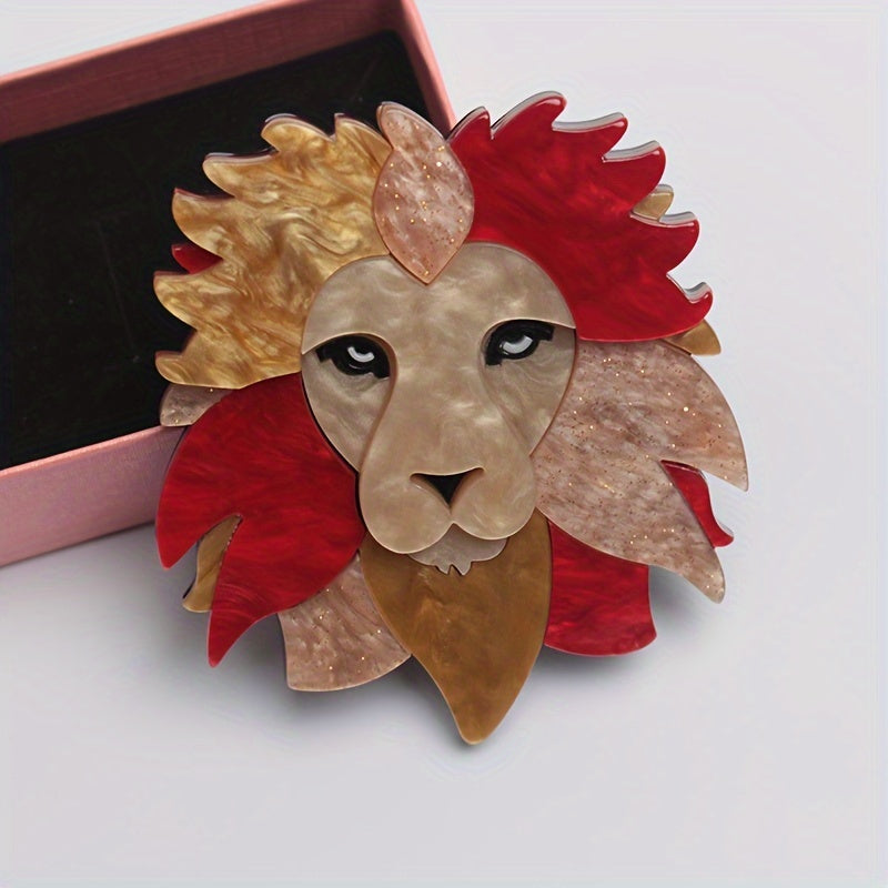Elegant Lion Shaped Acrylic Brooch for Women's Clothing Accessories