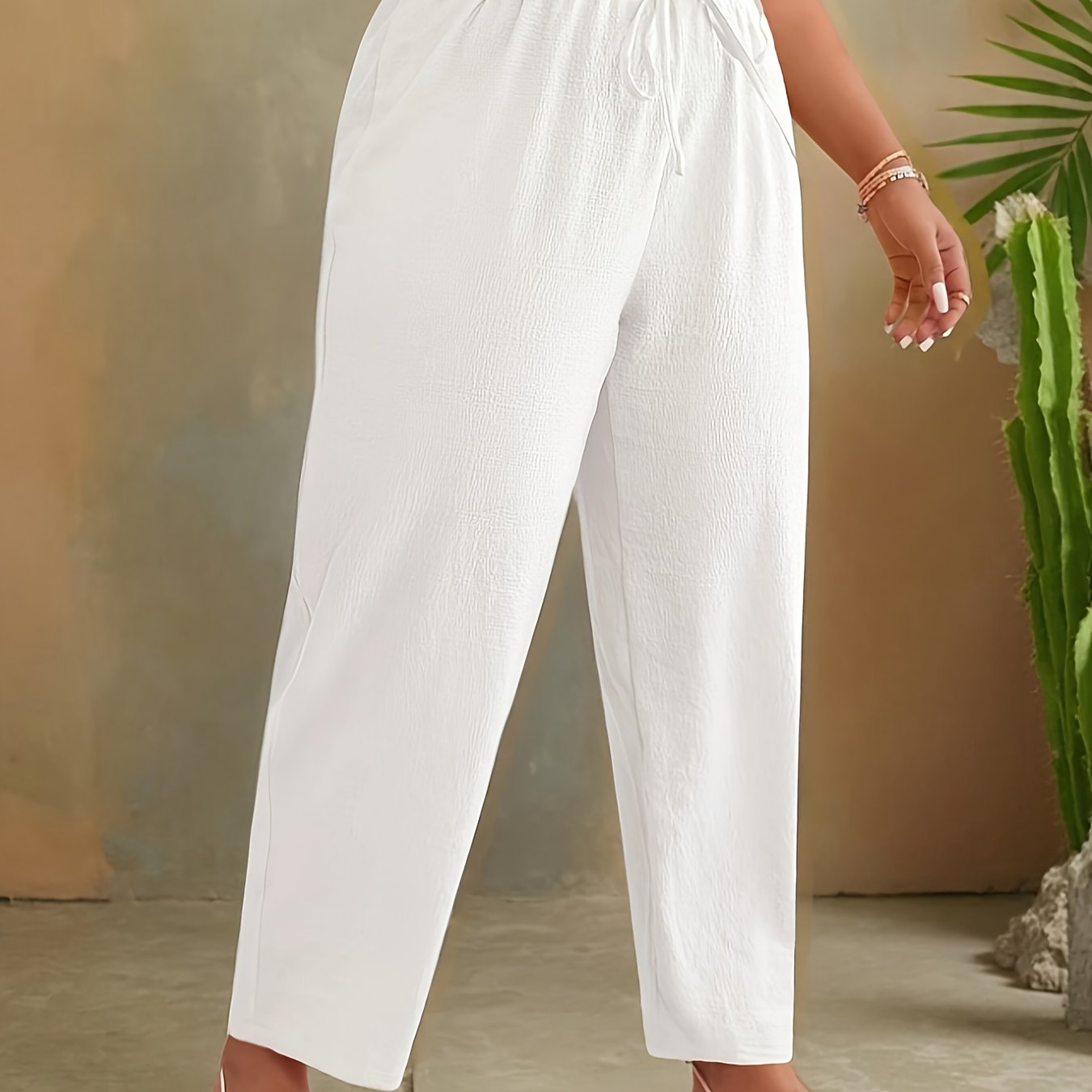 Women's Asymmetrical Hem Harem Pants Solid Color Nine-Tenths Length Casual Trousers