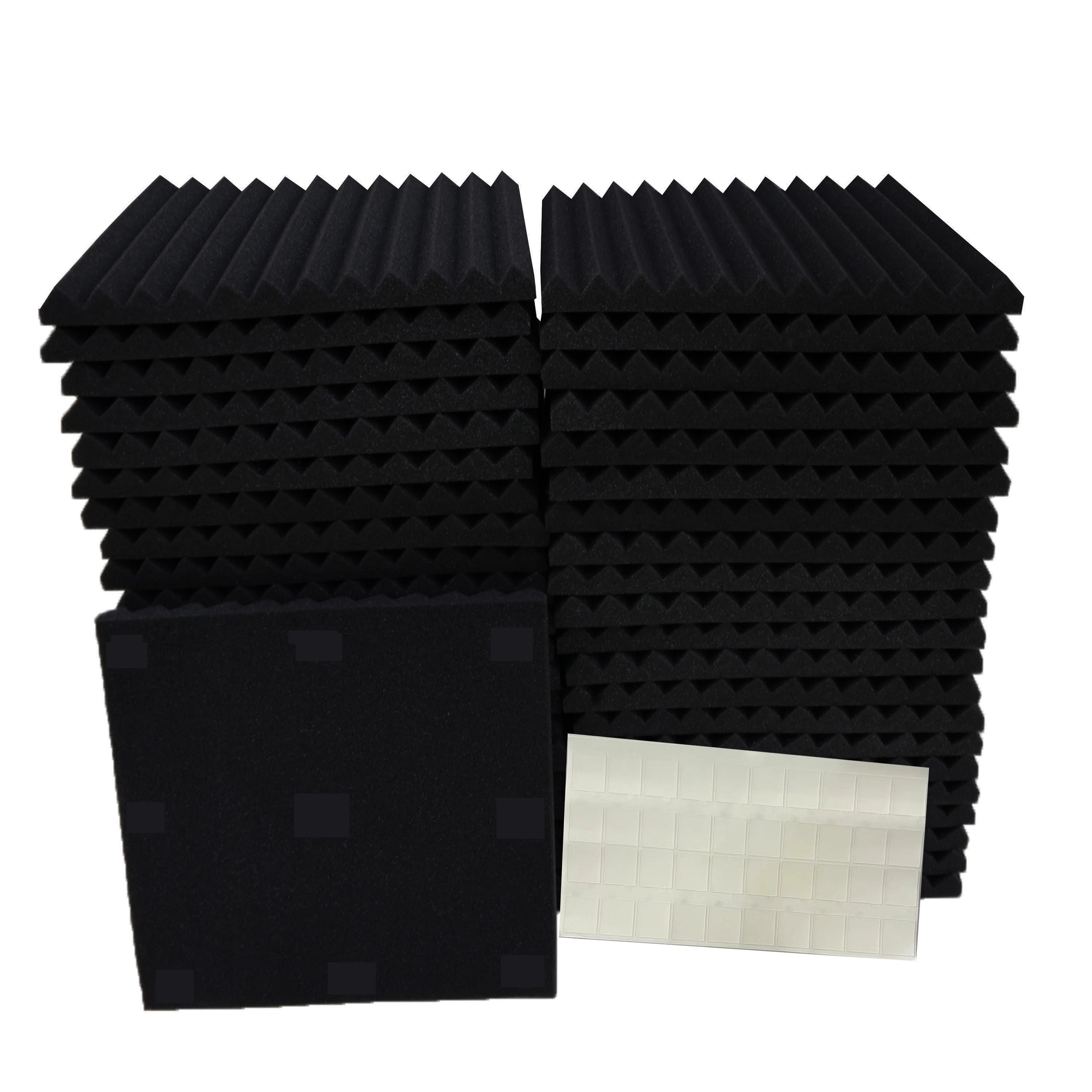 50 Pack Black Acoustic Foam Panels 30x30x2.5cm Soundproofing Noise Reduction for Recording Studio Home Theater