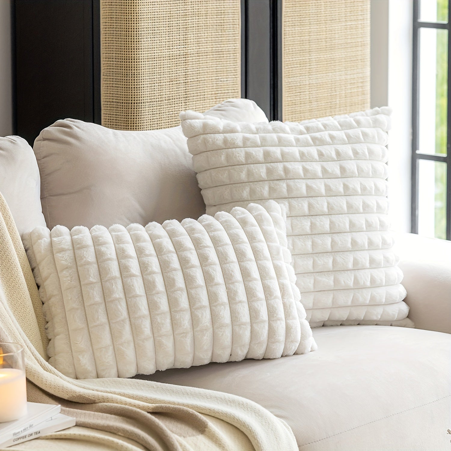 Kareli plush yostiq qopqog'i, divan uchun, fermaga mo'ljallangan dekor, 44x45 sm yoki 50x30 sm