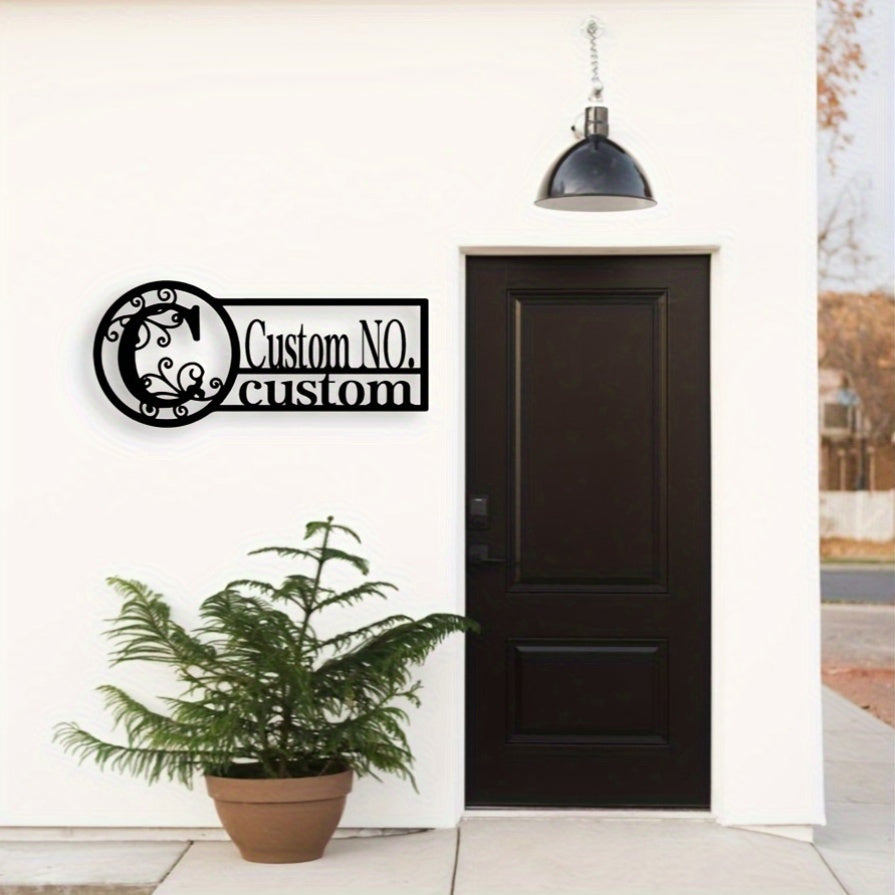 Oq metall misdan yasalgan eshik belgisi, oilaviy nom bilan, ichki va tashqi foydalanish uchun