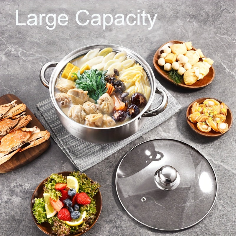 24cm Stainless Steel Steamer Pot Soup Pot Double Layer with Steaming Basket Compatible with Induction Gas Stoves