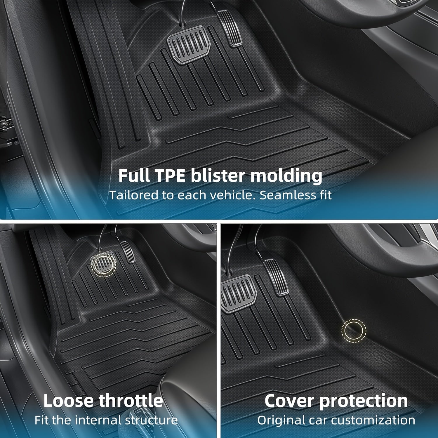 Car Floor Mats for Tesla Model Y 2019-2024 Waterproof Non-Slip TPE 6pcs Set