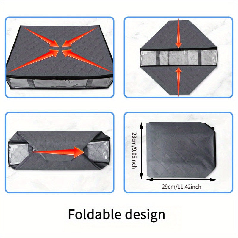 Caja de almacenamiento plegable para debajo de la cama, lavable, de tela no tejida para ropa, edredones, mantas, gris, negro, 1 pieza