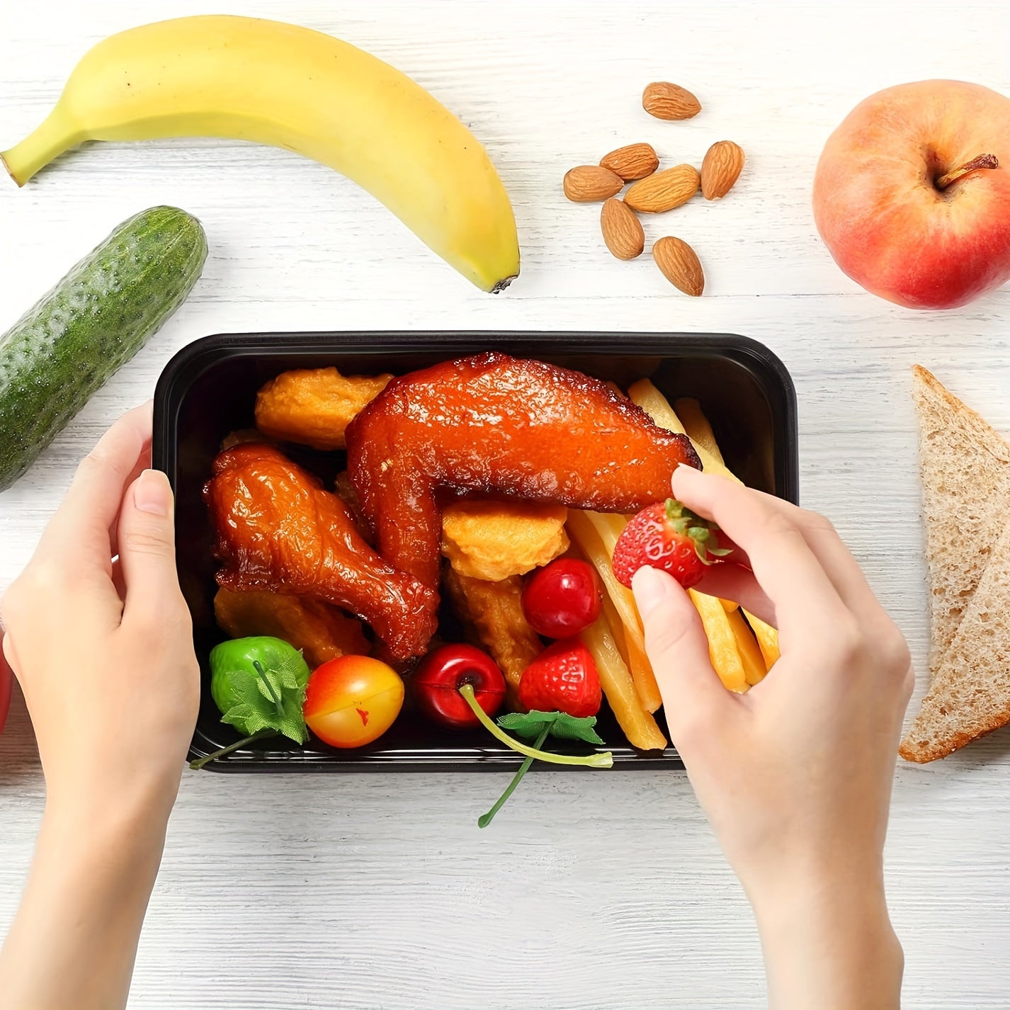 30 Pack Black Plastic Food Storage Containers with Lids, Leakproof, Microwave Safe