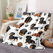 Flannel Dog Pattern Blanket Soft Warm Couch Bed Decor