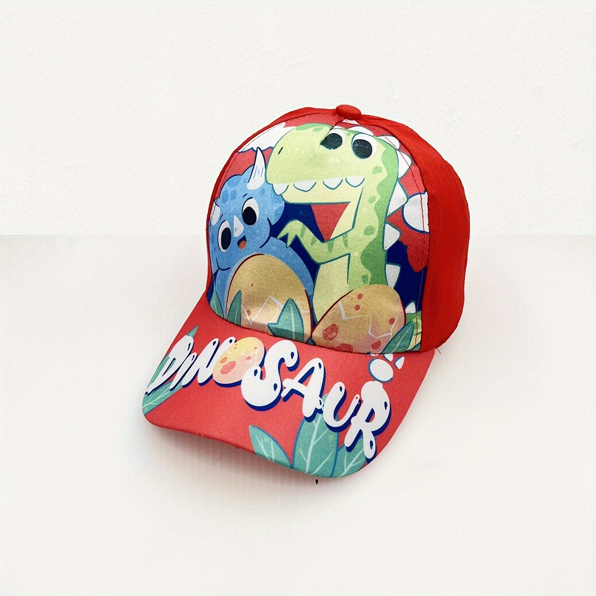 Kids Adjustable Cartoon Dinosaur Print Baseball Cap Lightweight All-Season Fitted for Boys and Girls