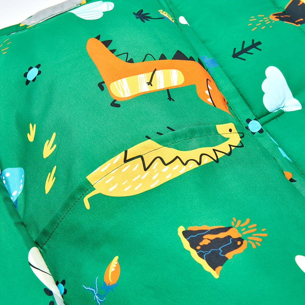 Alfombrilla de dinosaurio con almohada y manta para niños de 3 a 6 años, poliéster, plegable, portátil