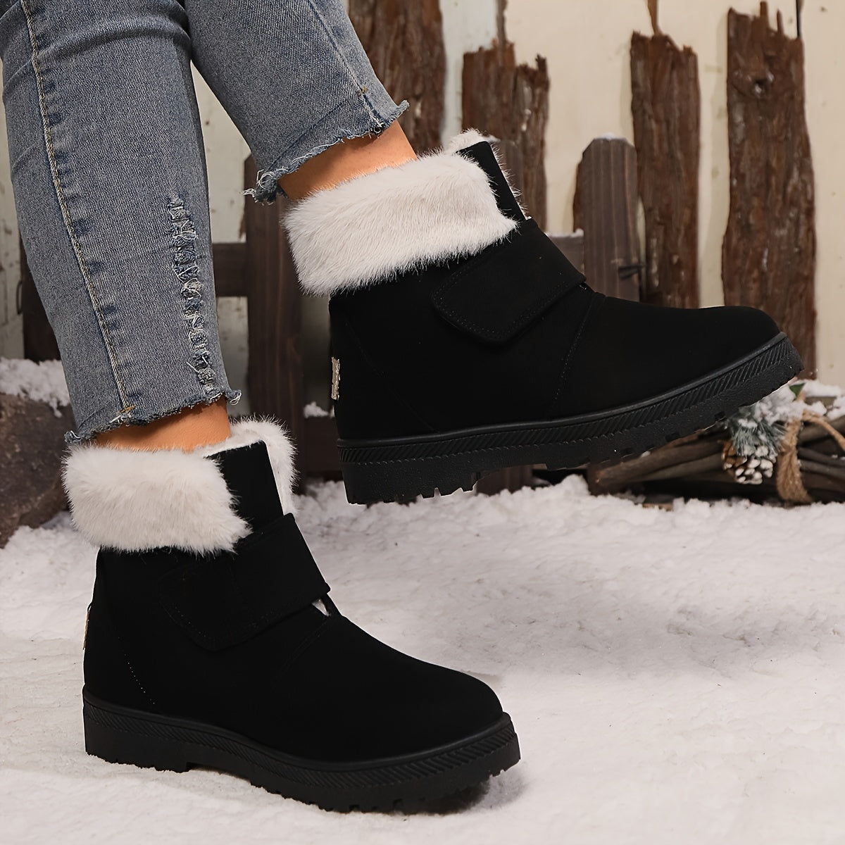Women's Fleece-Lined Snow Boots Non-Slip High-Top Ankle Boots